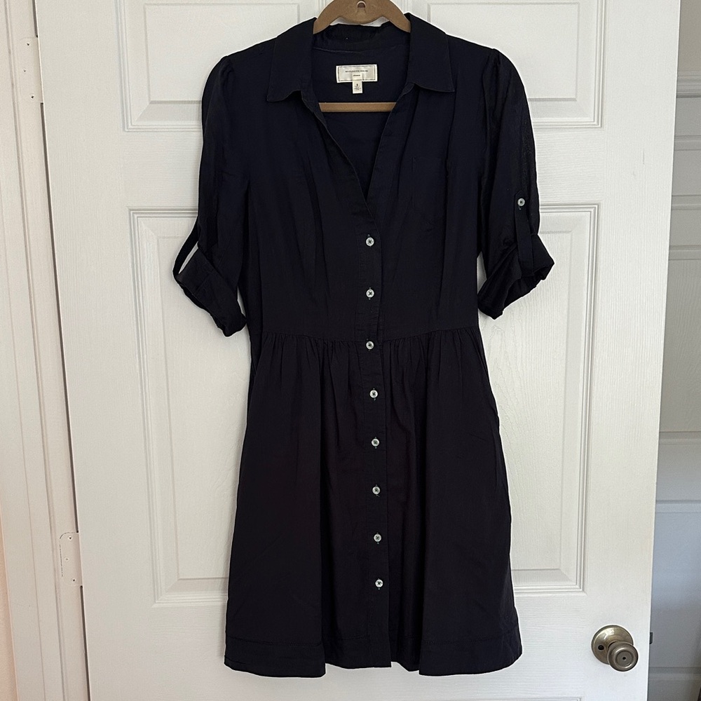 Moulinette Soeurs Black Button-Front Shirt Mini Dress